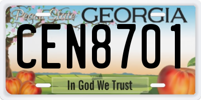 GA license plate CEN8701