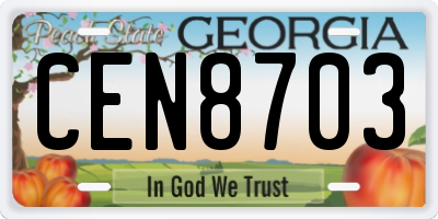 GA license plate CEN8703