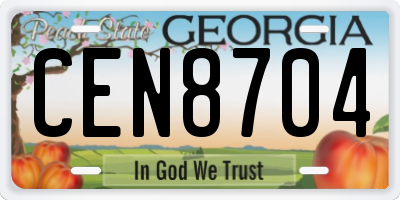 GA license plate CEN8704