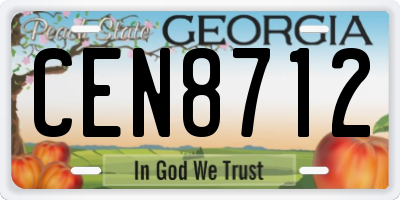 GA license plate CEN8712