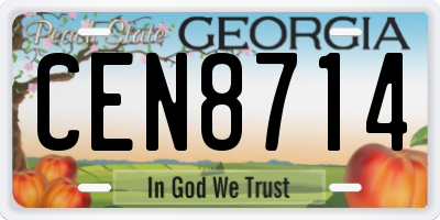 GA license plate CEN8714