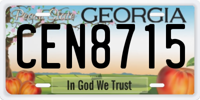 GA license plate CEN8715