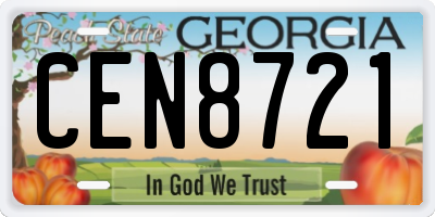 GA license plate CEN8721