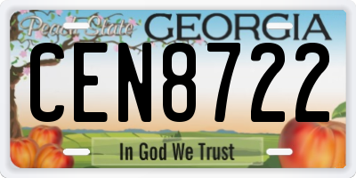 GA license plate CEN8722