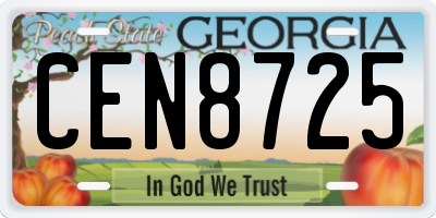 GA license plate CEN8725