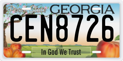 GA license plate CEN8726
