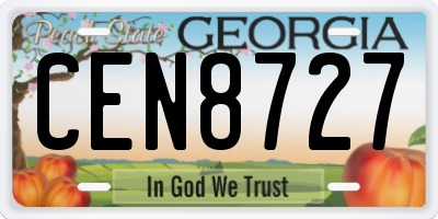 GA license plate CEN8727