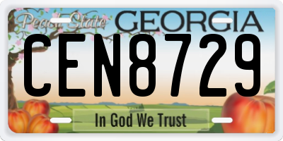 GA license plate CEN8729