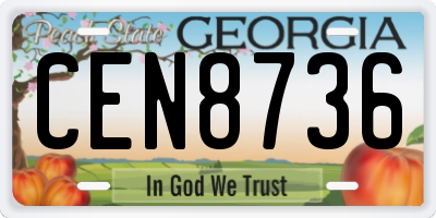 GA license plate CEN8736