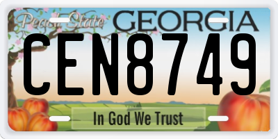 GA license plate CEN8749