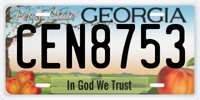 GA license plate CEN8753