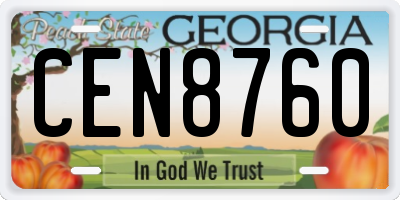 GA license plate CEN8760
