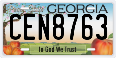 GA license plate CEN8763