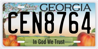 GA license plate CEN8764