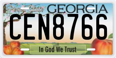 GA license plate CEN8766