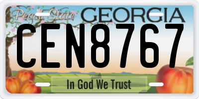 GA license plate CEN8767