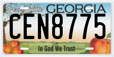 GA license plate CEN8775