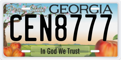 GA license plate CEN8777
