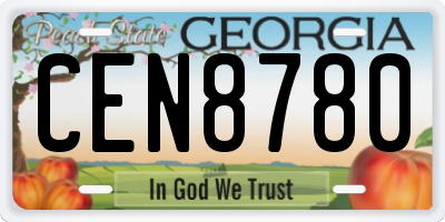 GA license plate CEN8780