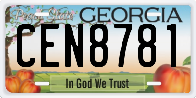 GA license plate CEN8781