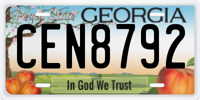 GA license plate CEN8792