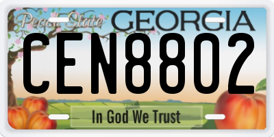 GA license plate CEN8802