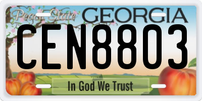 GA license plate CEN8803