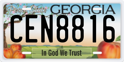 GA license plate CEN8816
