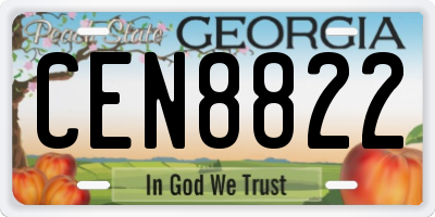 GA license plate CEN8822