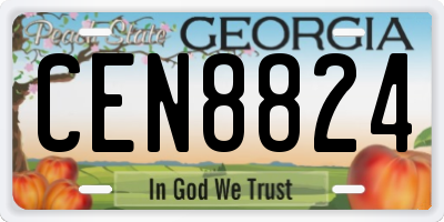 GA license plate CEN8824
