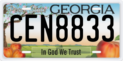 GA license plate CEN8833