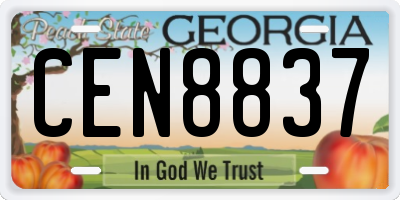 GA license plate CEN8837