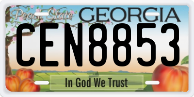 GA license plate CEN8853