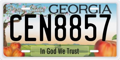 GA license plate CEN8857