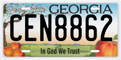 GA license plate CEN8862