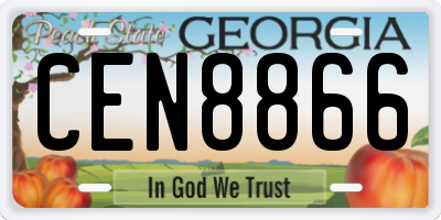 GA license plate CEN8866