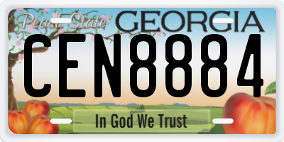 GA license plate CEN8884