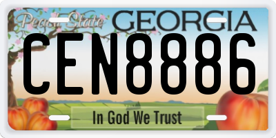 GA license plate CEN8886