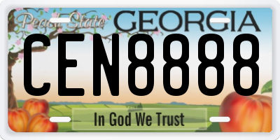 GA license plate CEN8888