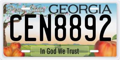 GA license plate CEN8892