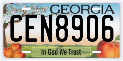GA license plate CEN8906