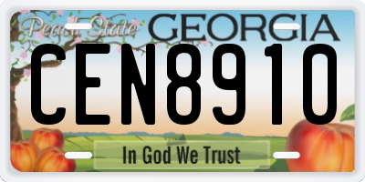 GA license plate CEN8910