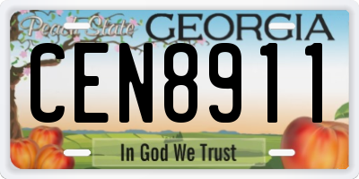 GA license plate CEN8911