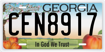 GA license plate CEN8917