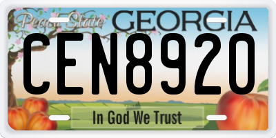GA license plate CEN8920