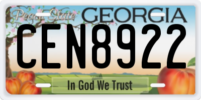 GA license plate CEN8922