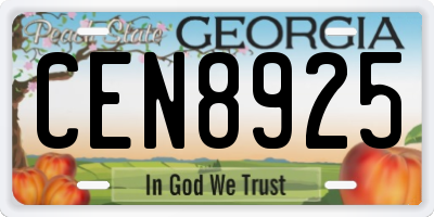 GA license plate CEN8925