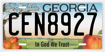 GA license plate CEN8927