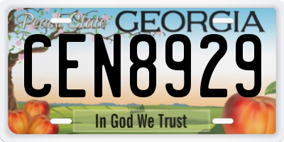 GA license plate CEN8929