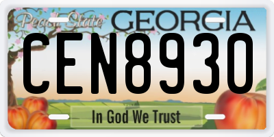 GA license plate CEN8930